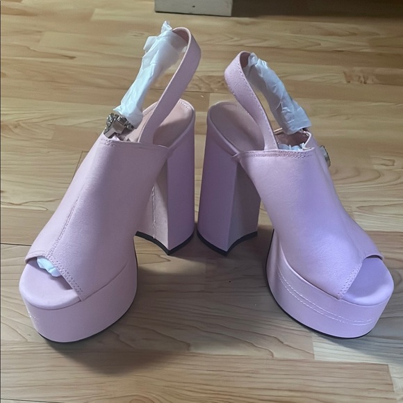 Sugar Thrillz Shoes - ‼️NWT‼️Dolls Kill X Sugar Thrillz Pink Platform Slingback Heels Size 8
